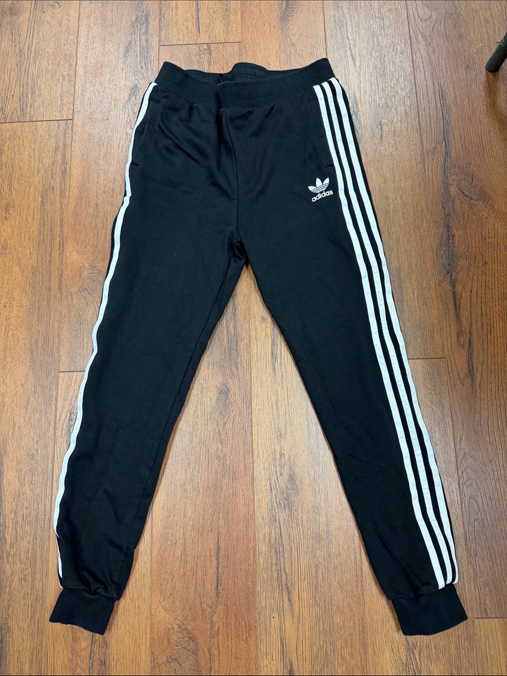 adidas Black Jogger Sweatpants with White Stripes